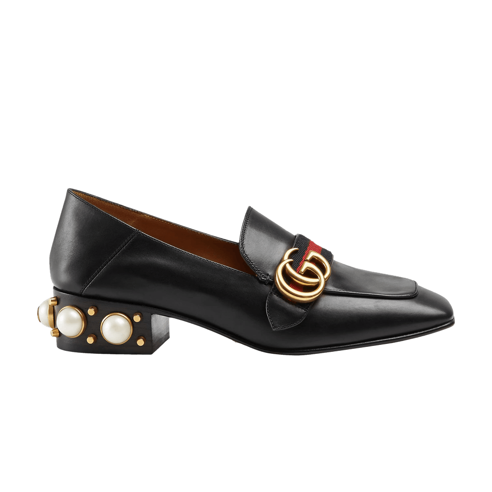 Кроссовки Gucci Wmns Leather Mid-Heel Loafer 'Black Blue Red'