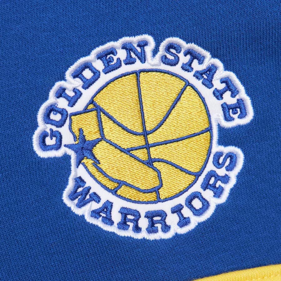 Худи Mitchell & Ness Royal Golden State Warriors Vintage Logo Head Coach Fleece Pullover Hoodie