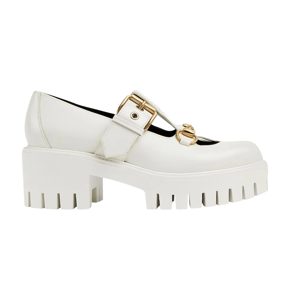 Кроссовки Gucci Wmns Lug Horsebit 30mm Platform Loafer 'White'