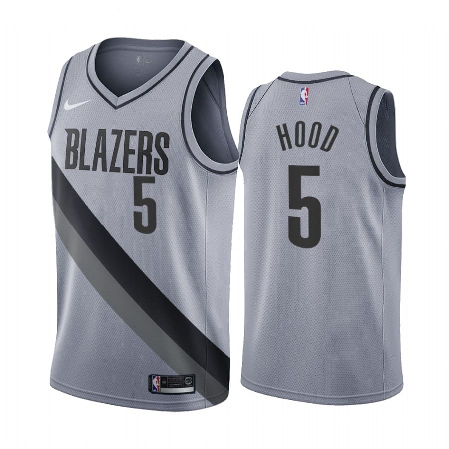 Баскетбольная джерси 2020-21 Portland Trail Blazers #5 Rodney Hood Earned Edition Gray Swingman Jersey