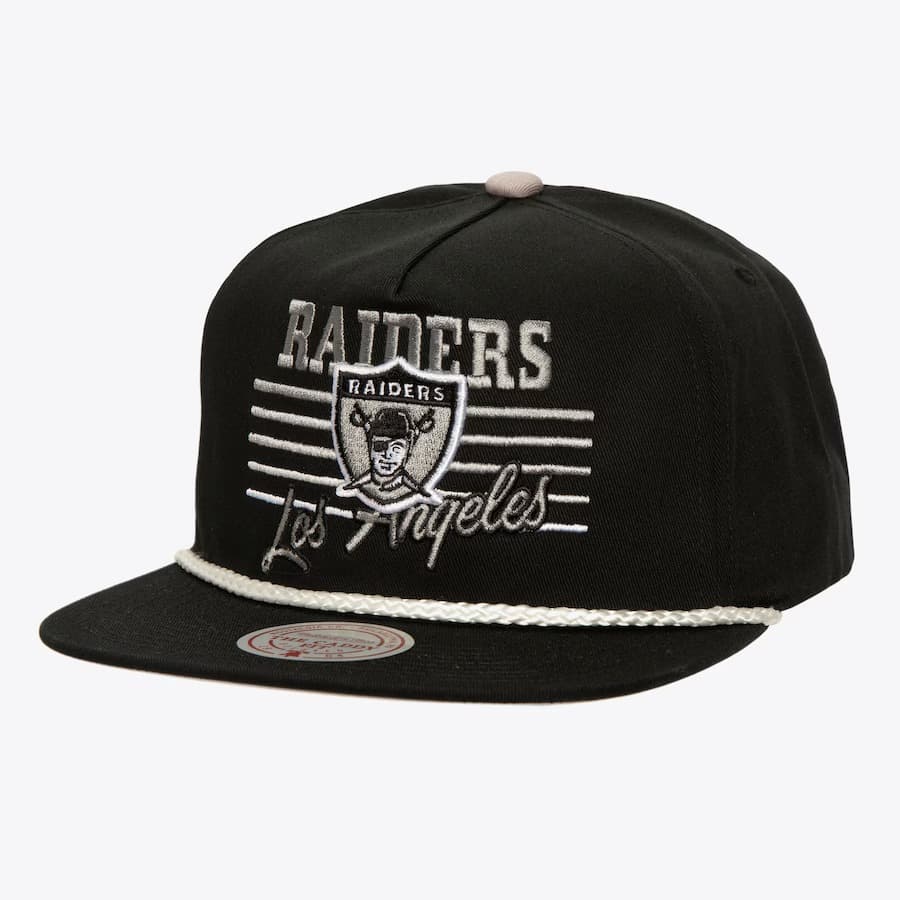 Бейсболка Mitchell & Ness Black Los Angeles Raiders Gridiron Classics Radiant Lines Deadstock Snapback Hat