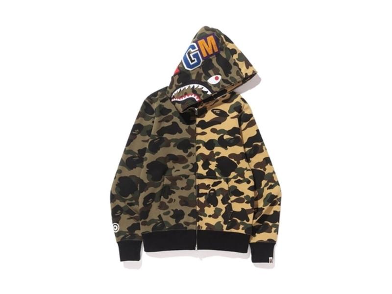 Худи BAPE 1st Camo Half Shark Full Zip Hoodie Green/Camo