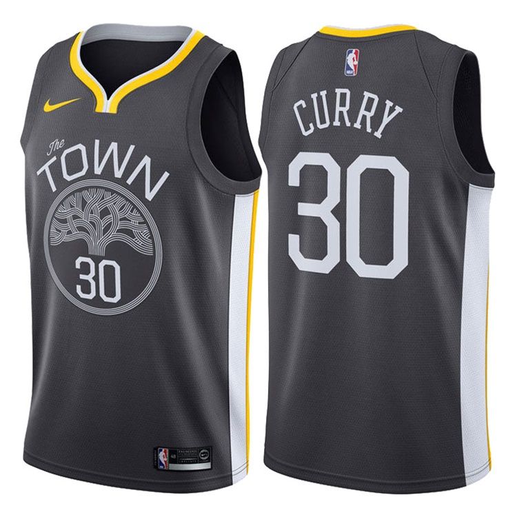 Баскетбольная джерси 2017-18 Stephen Curry Warriors #30 Statement Gray