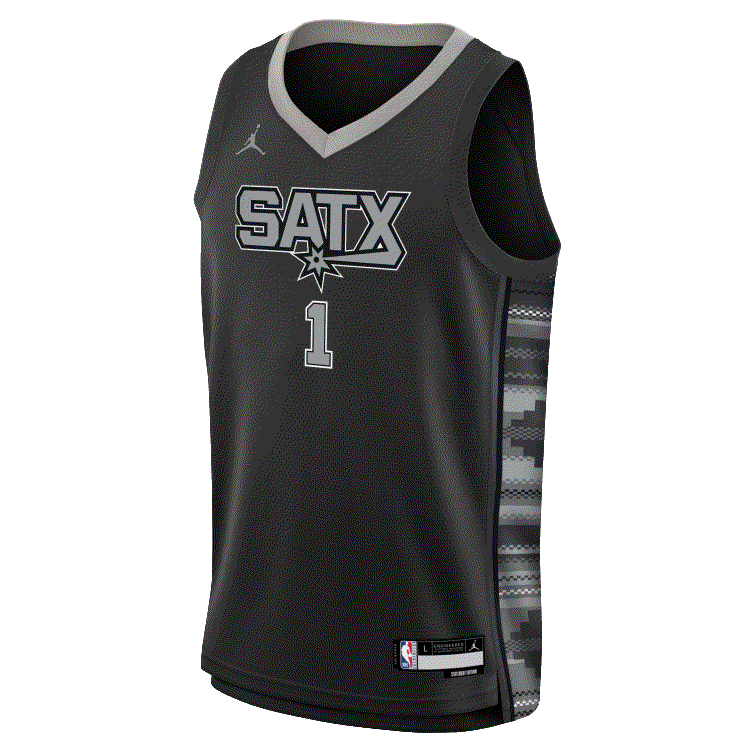 Баскетбольная джерси 2023-24 San Antonio Spurs Victor Wembanyama #1 Youth Swingman Statement Edition Black Jersey