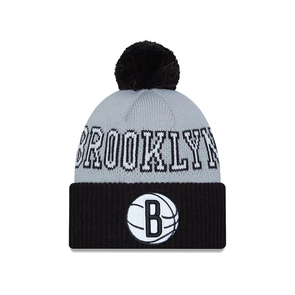 Шапка New Era Brooklyn Nets 2024 Tip Off Pom Knit NBA Beanie
