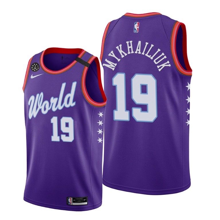 Баскетбольная джерси 2020 Pistons Svi Mykhailiuk #19 NBA Rising Star World Team Purple