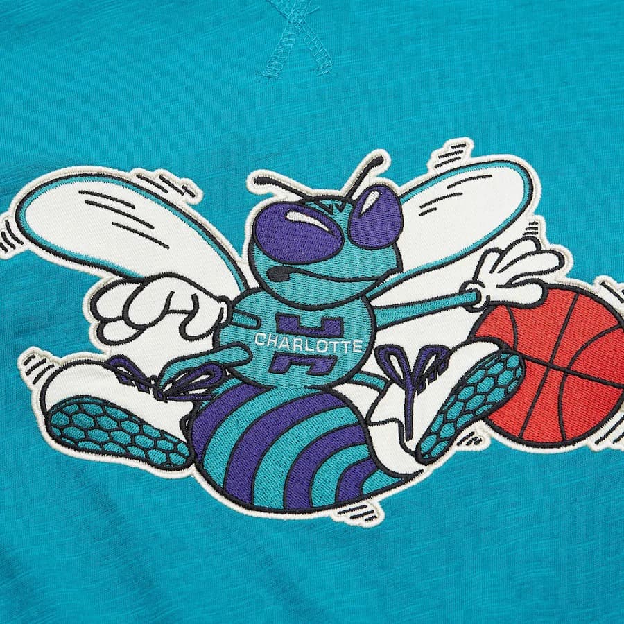 Худи Mitchell & Ness Teal Charlotte Hornets Legendary Slub Vintage Logo Pullover Hoodie