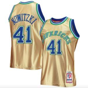 1998-99-Dallas-Mavericks-41-Dirk-Nowitzki-Mitchell-Ness-75th-Anniversary-Gold-Jersey-2-300x300