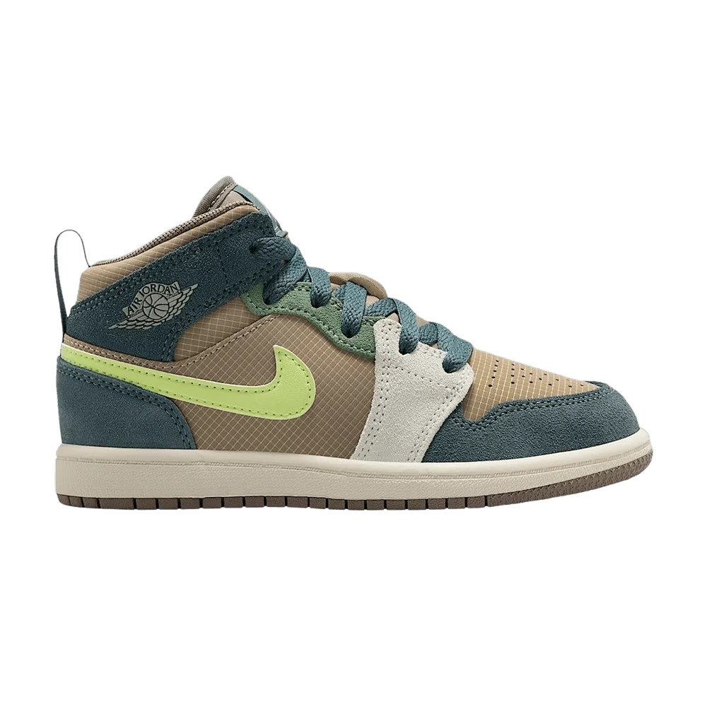 Krossovki-Air-Jordan-Jordan-1-Mid-SE-PS-Khaki-Hasta-Olive-Grey