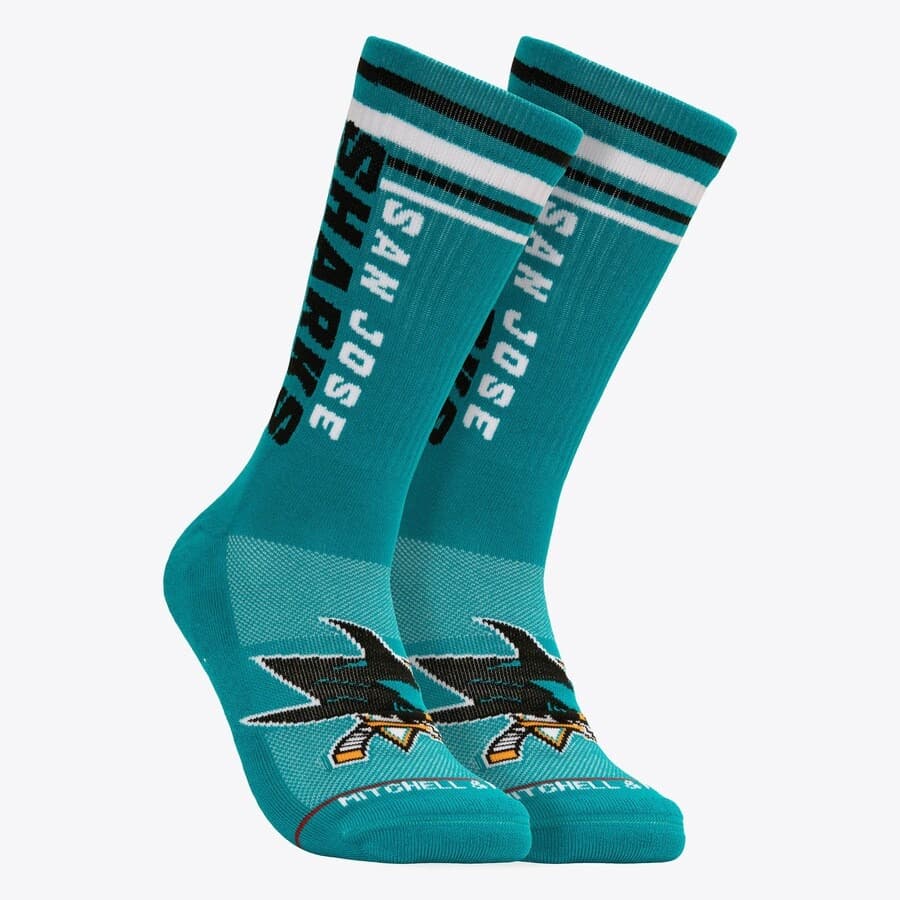 Спортивные носки Mitchell & Ness Teal San Jose Sharks Power Play Crew Socks