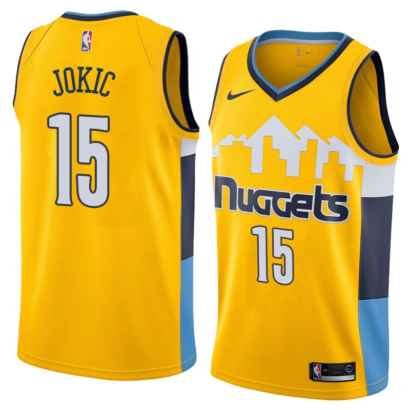 Баскетбольная джерси 2017-18 Nikola Jokic Denver Nuggets #15 Statement Gold