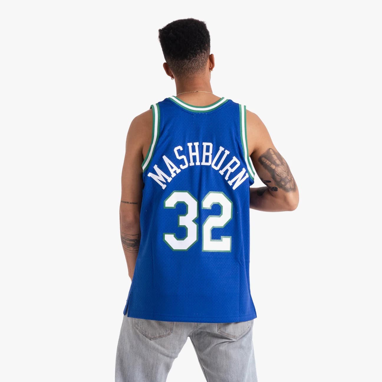 Баскетбольная джерси 1993-94 Dallas Mavericks Jamal Mashburn #32 Swingman Hardwood Classics Blue Jersey