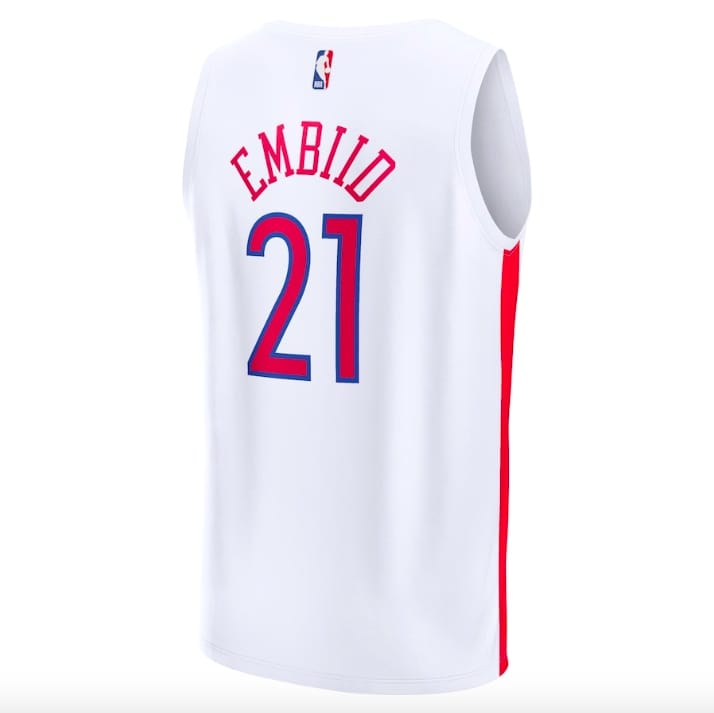 Баскетбольная джерси 2022-23 Philadelphia 76ers #21 Joel Embiid Fast Break City White Jersey