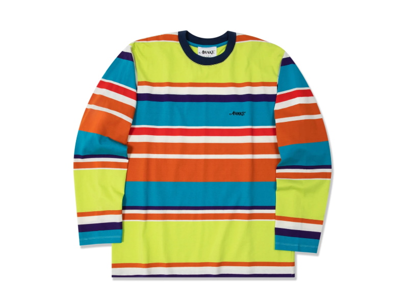 Футболка Awake Embroidered Logo Engineered Stripe L/S T-shirt Lime