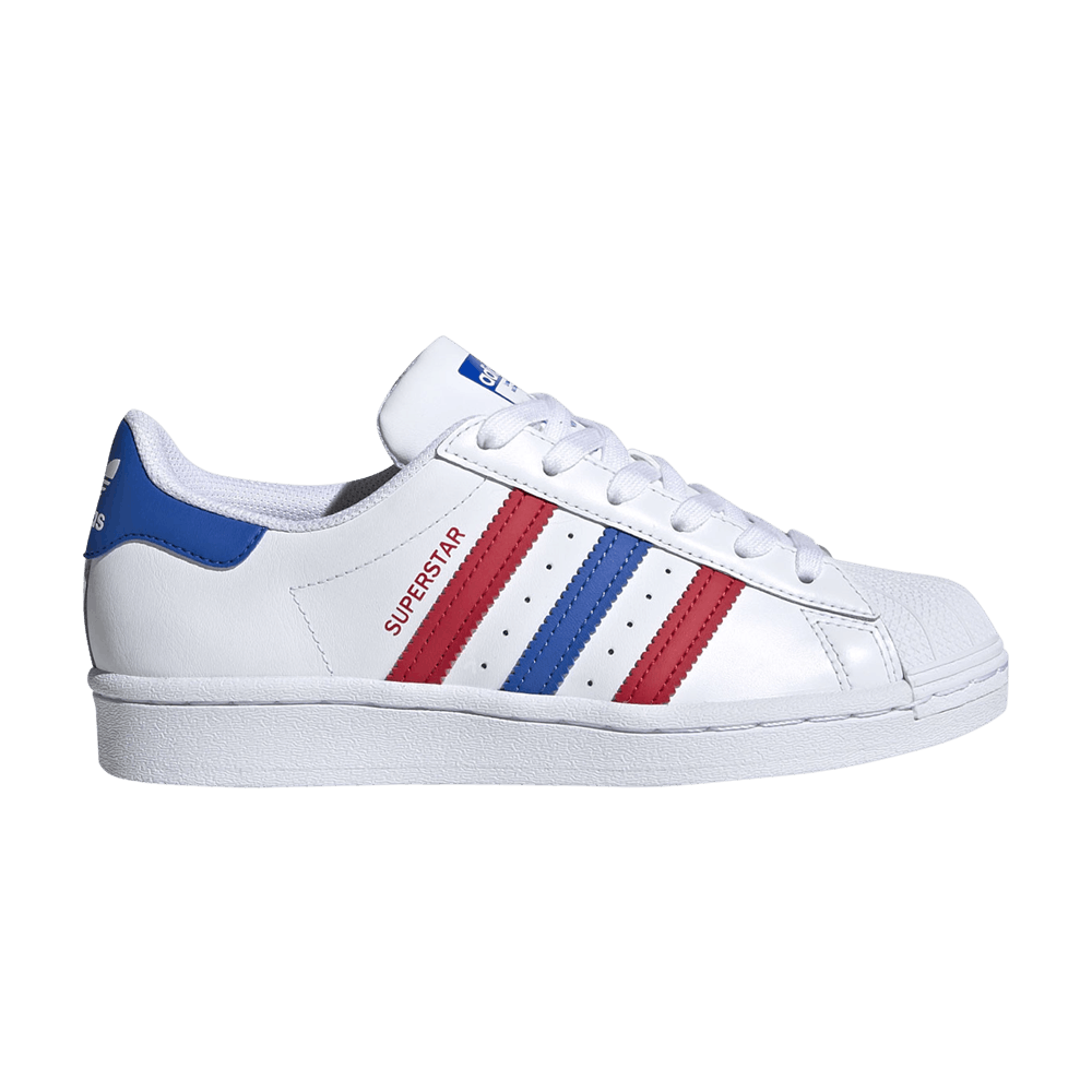 Кроссовки Adidas Superstar J 'White Blue Scarlet'