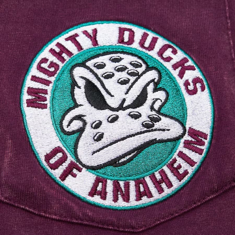 Футболка Mitchell & Ness Purple Anaheim Ducks Vintage Logo Fade Away Premium Pocket T-Shirt