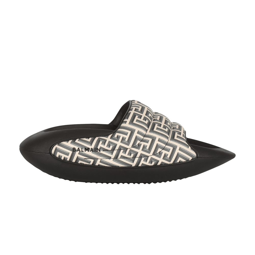 Balmain B-IT Quilted Leather Mules 'Monogram Print - Black'