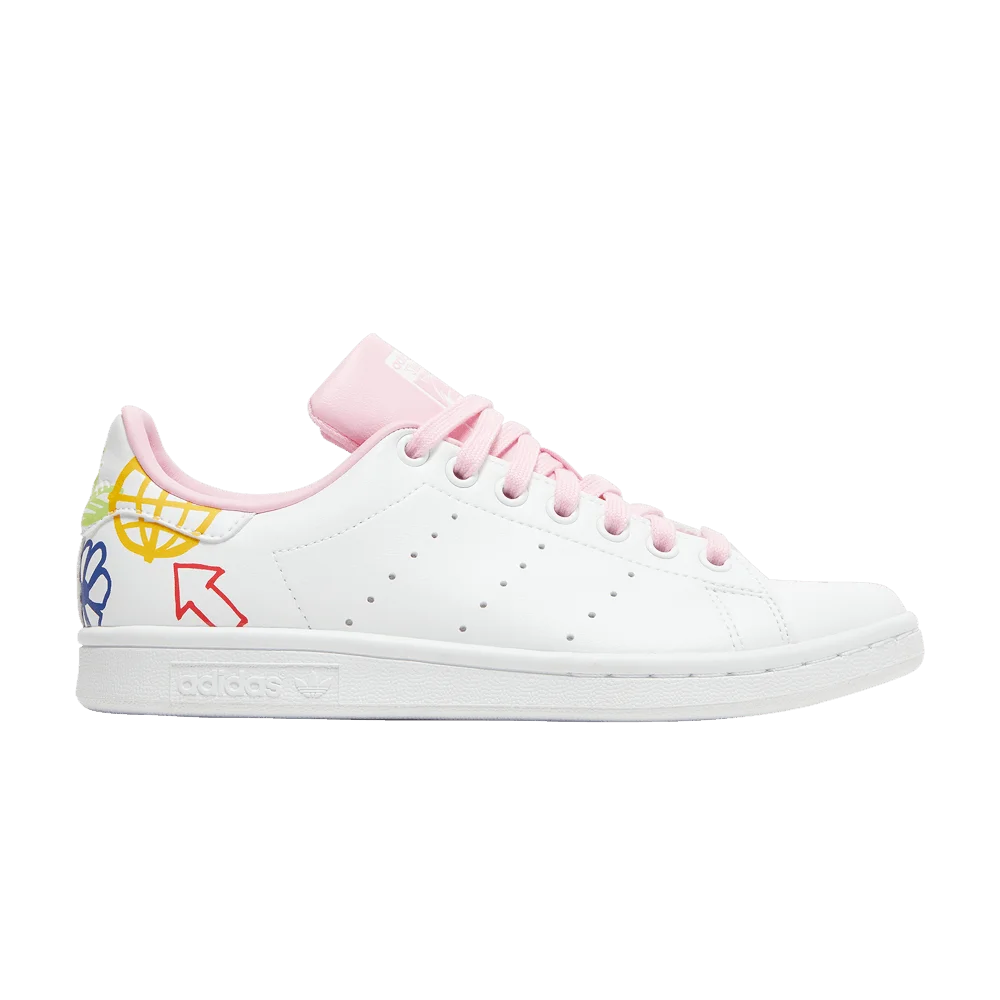 Krossovki-Adidas-Wmns-Stan-Smith-Doodle-White-Pink