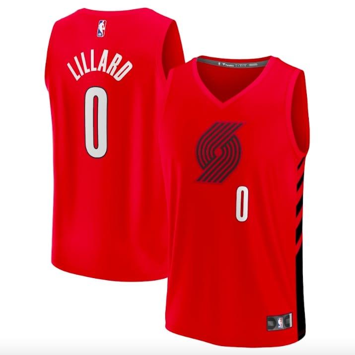 Баскетбольная джерси 2022-23 Portland Trail Blazers #0 Damian Lillard Fast Break Statement Red Jersey
