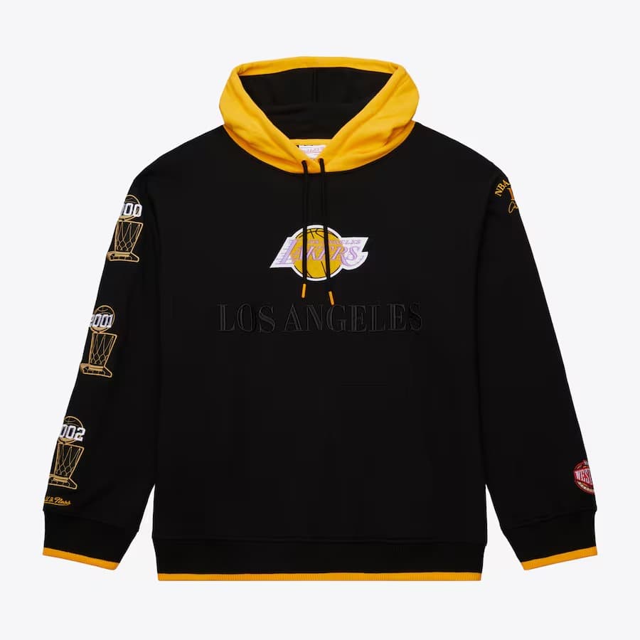 Худи Mitchell & Ness Black Los Angeles Lakers Team OG 3.0 Vintage Fleece Pullover Hoodie