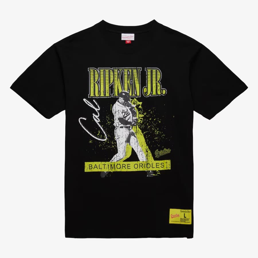 Футболка Mitchell & Ness Cal Ripken Jr. Black Baltimore Orioles Neon Pop Player T-Shirt
