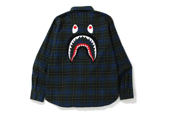 Рубашка BAPE Shark Flannel Check Shirt FW19 Green