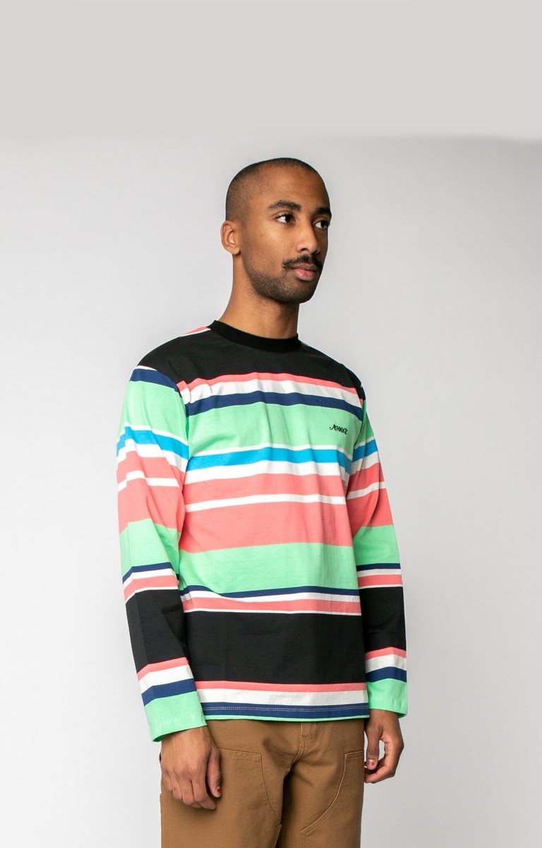 Футболка Awake Embroidered Logo Engineered Stripe L/S T-shirt Black
