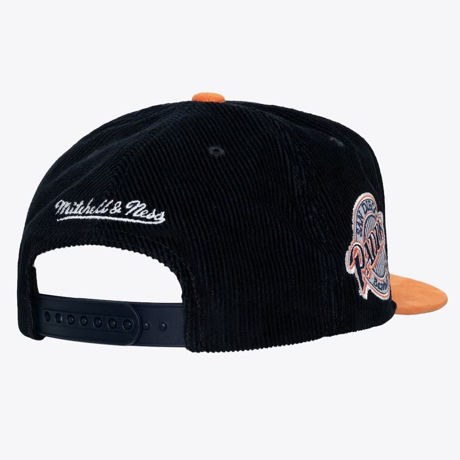 Бейсболка Mitchell & Ness Navy Orange San Diego Padres Cooperstown Collection Sueduroy Snapback Hat