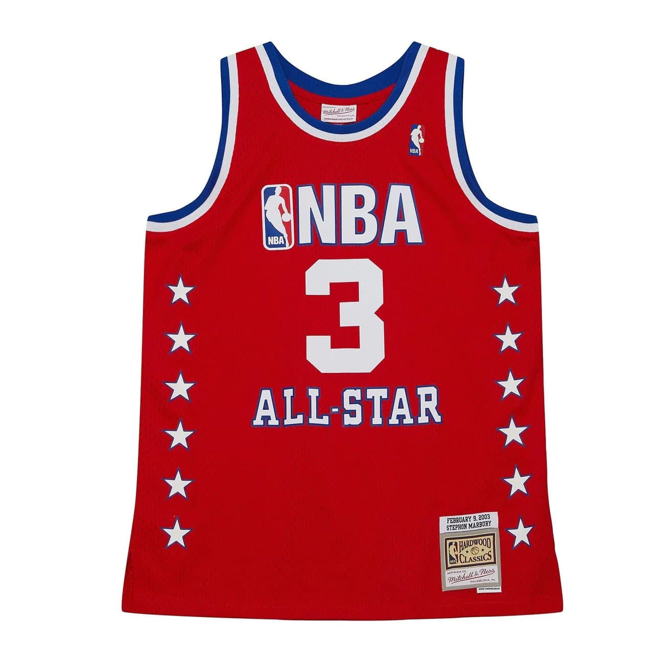 Баскетбольная джерси 2003 All Star Game Stephon Marbury #3 Swingman Hardwood Classics Red Jersey