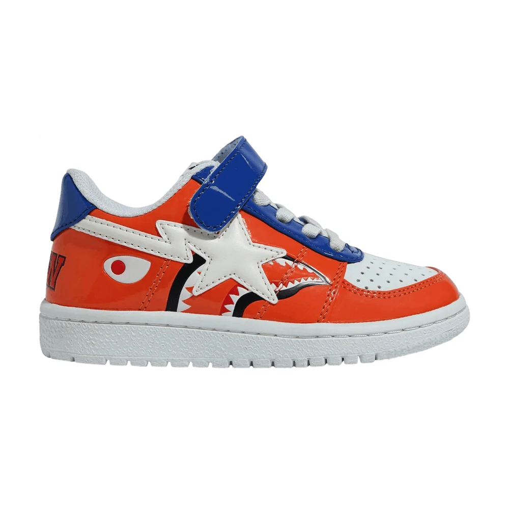 Krossovki-Bapesta-Low-Kids-Orange-Shark-Face