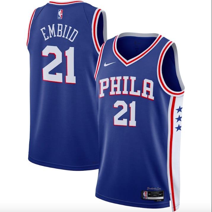 Баскетбольная джерси 2022-23 Philadelphia 76ers #21 Joel Embiid Swingman Icon Royal Jersey