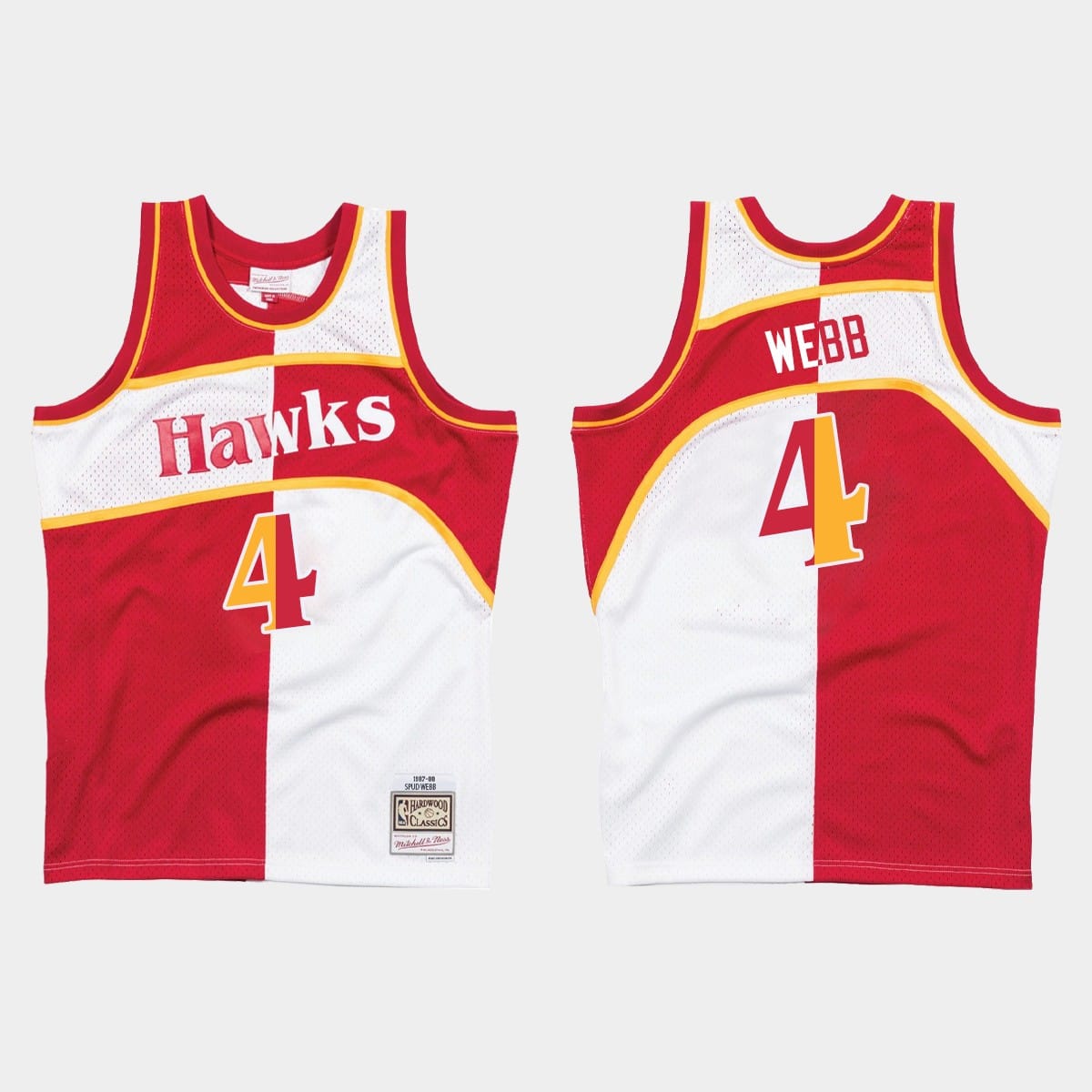 Баскетбольная джерси Atlanta Hawks #4 Spud Webb Split White Red Jersey