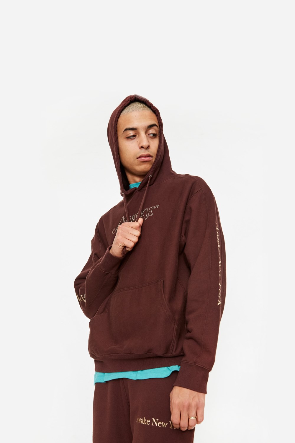 Худи Awake Classic Outline Logo Paneled Embroidered Hoodie Brown