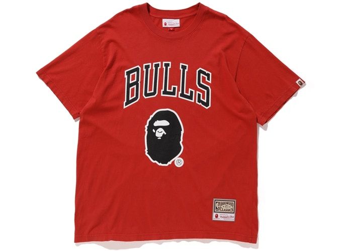 BAPE-x-Mitchell-Ness-Bulls-Tee-Red