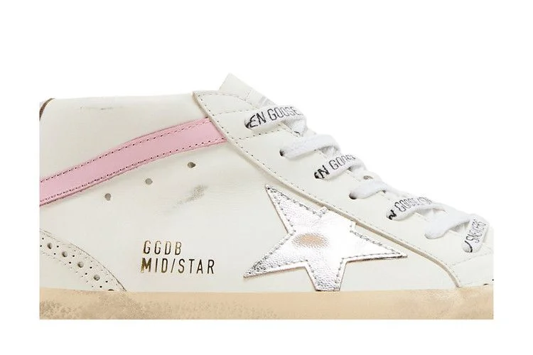 Кроссовки Golden Goose Wmns Mid Star 'White Silver Pink'