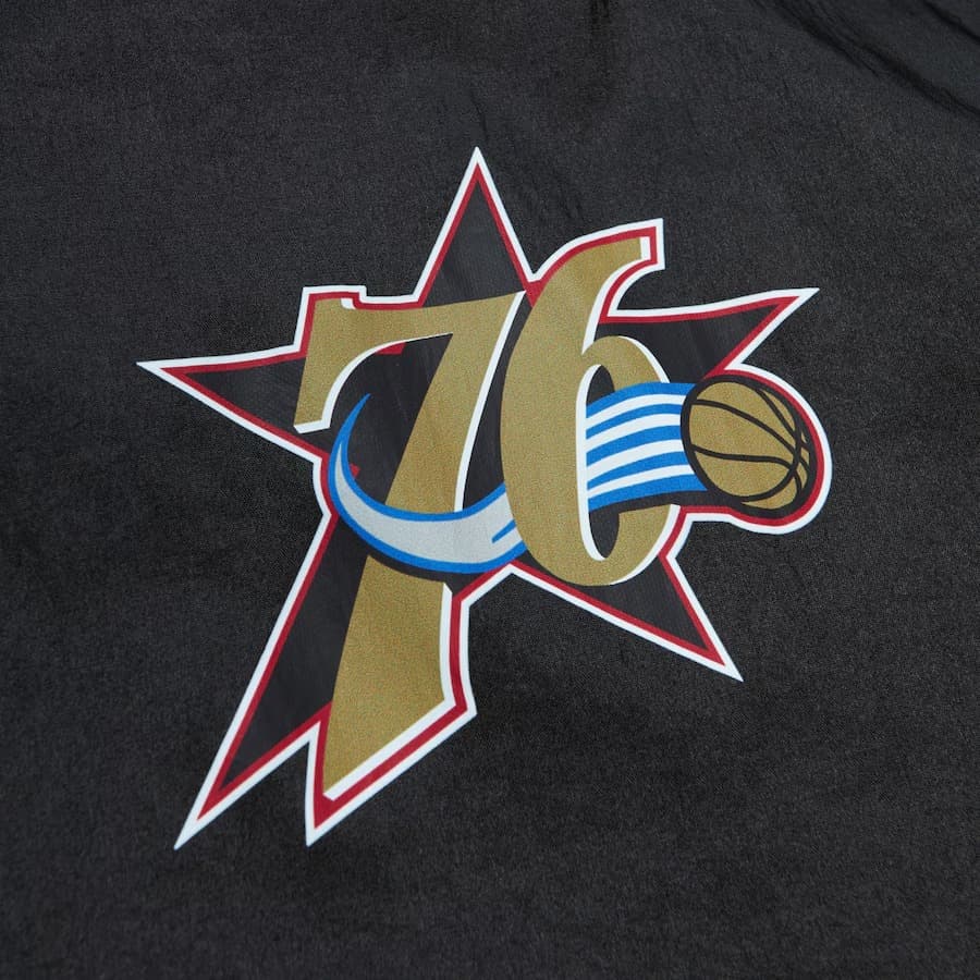 Анорак Mitchell & Ness Black Philadelphia 76ers Team Anorak Quarter-Zip Windbreaker Jacket