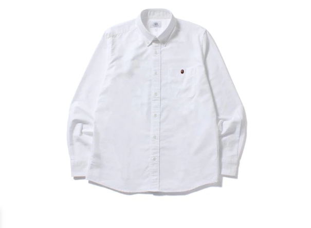 Рубашка BAPE Ape Head One Point Oxford Bd Shirt White