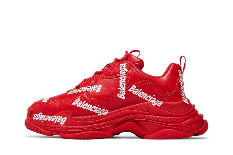 Кроссовки Balenciaga Triple S Sneaker 'Allover Logo - Tomato Red'