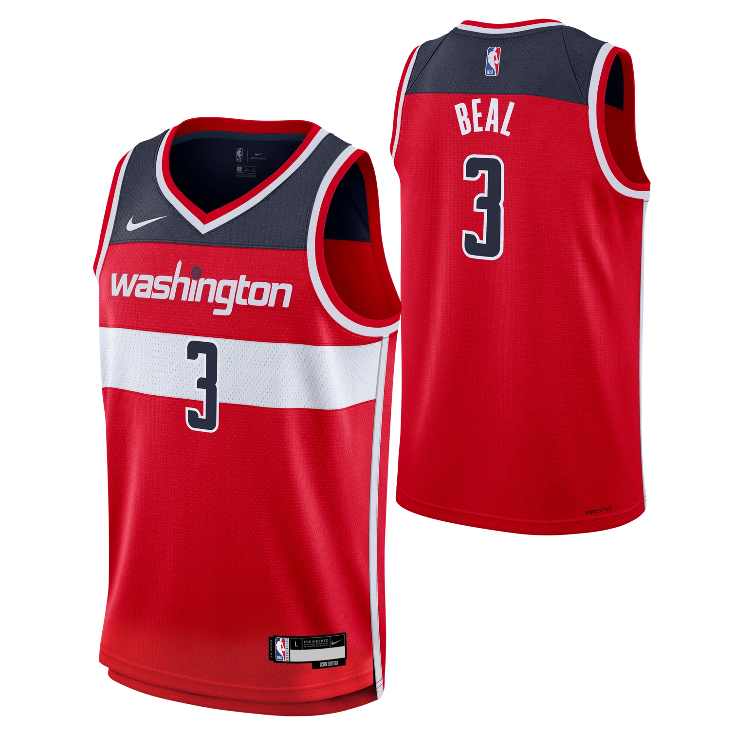 Баскетбольная джерси 2023-24 Washington Wizards Bradley Beal #3 Youth Swingman Icon Edition Red Jersey
