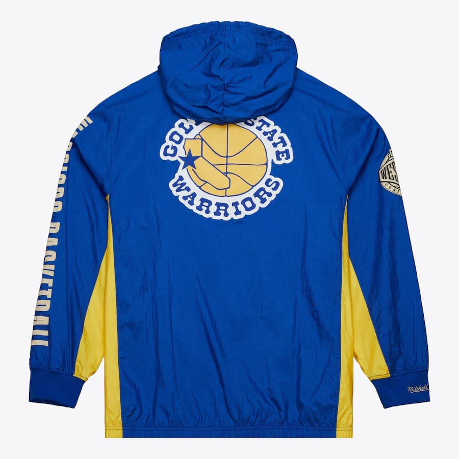 Анорак Mitchell & Ness Royal Golden State Warriors Team OG 2.0 Vintage Logo Anorak Quarter-Zip Hoodie Windbreaker Jacket