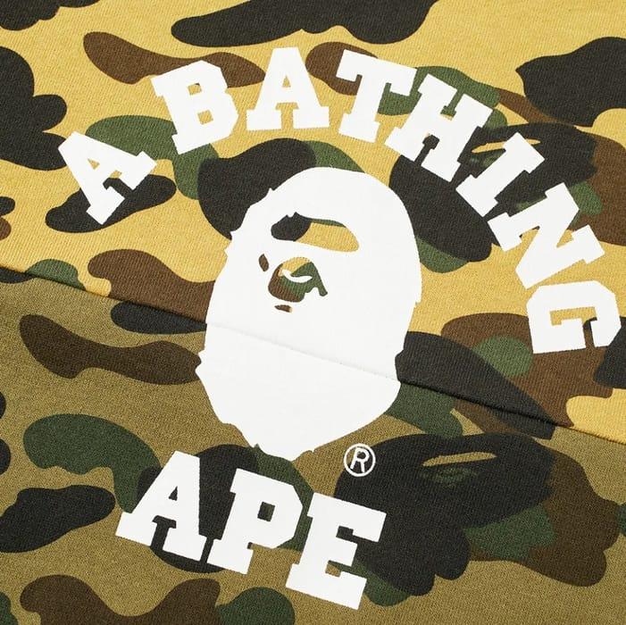 Толстовка BAPE 1st Camo College Half Crewneck Yellow/Green