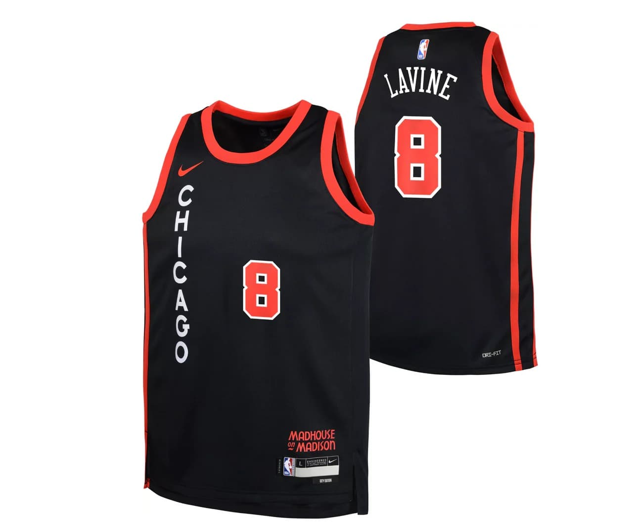 Баскетбольная джерси 2023-24 Chicago Bulls Zach Lavine #8 Youth Swingman City Edition Black Jersey