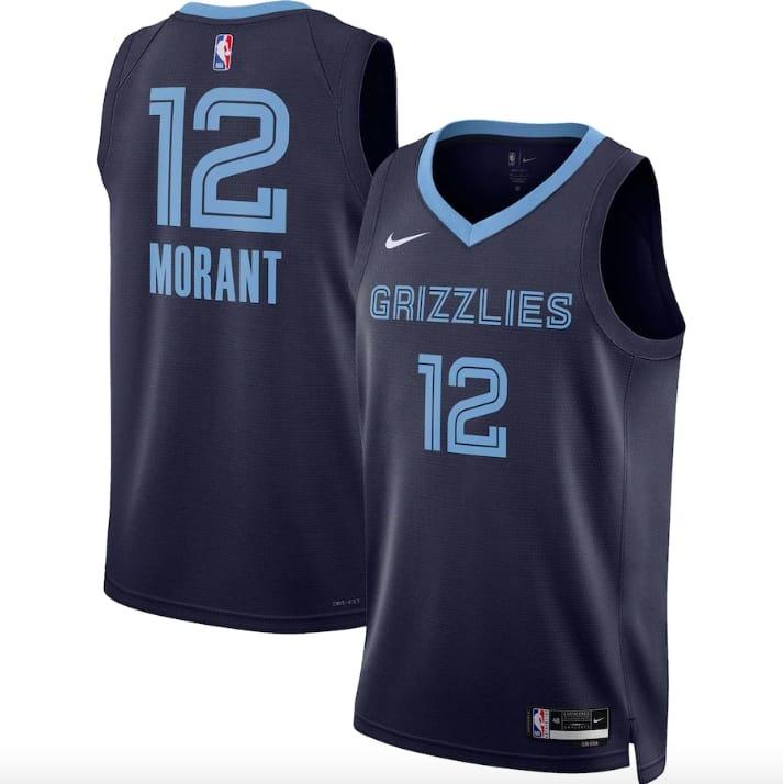 Баскетбольная джерси 2022-23 Memphis Grizzlies #12 Ja Morant Swingman Icon Navy Jersey