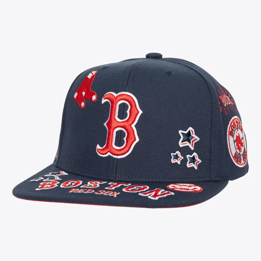 Бейсболка Mitchell & Ness Navy Boston Red Sox All Out Snapback Hat