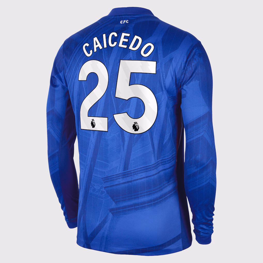 Футбольный лонгслив Chelsea Nike Home Stadium Long Sleeve Shirt 2025-26 with Caicedo 25