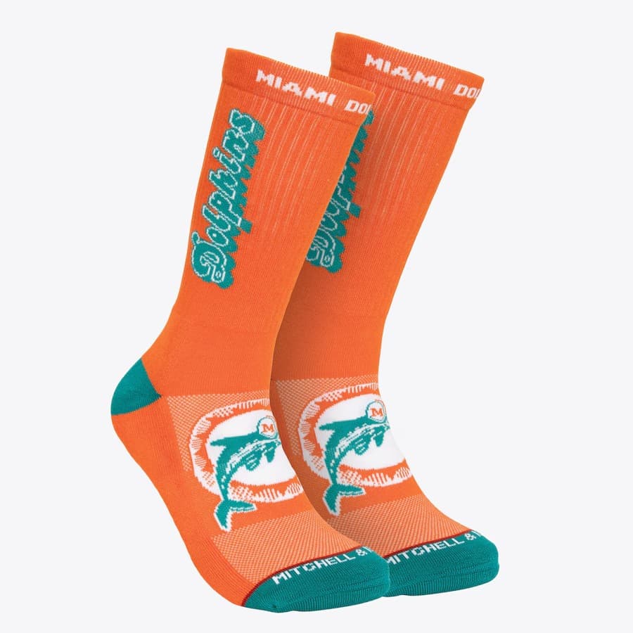 Спортивные носки Mitchell & Ness Orange Miami Dolphins Kick Off Crew Socks