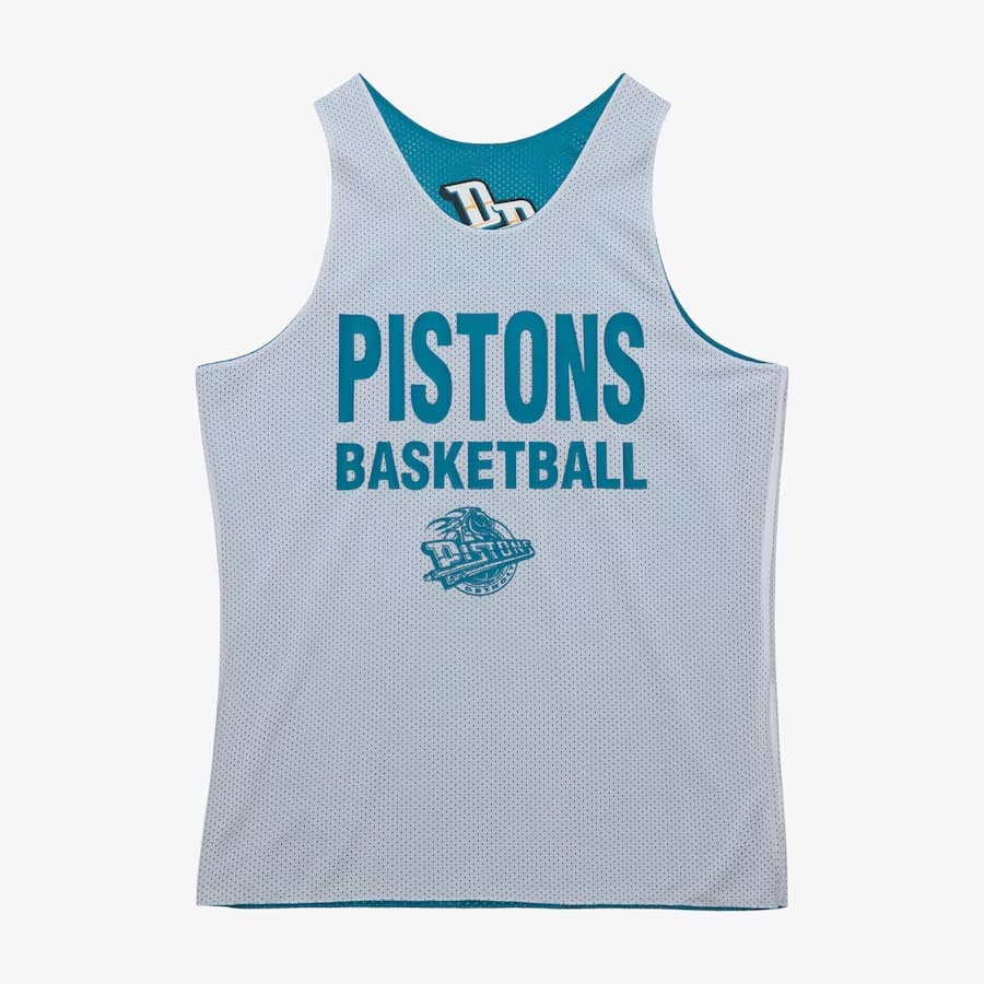 Майка Mitchell & Ness Teal Detroit Pistons Vintage Logo Mesh Practice Tank Top