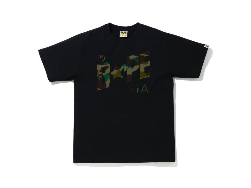 Футболка BAPE 1st Camo Bapesta Logo Tee Black/Green