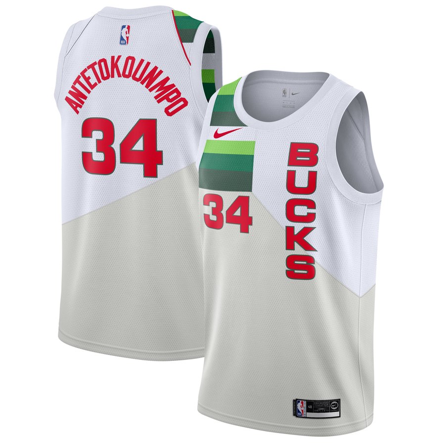 Баскетбольная джерси 2018-19 Antetokounmpo Bucks #34 Earned White