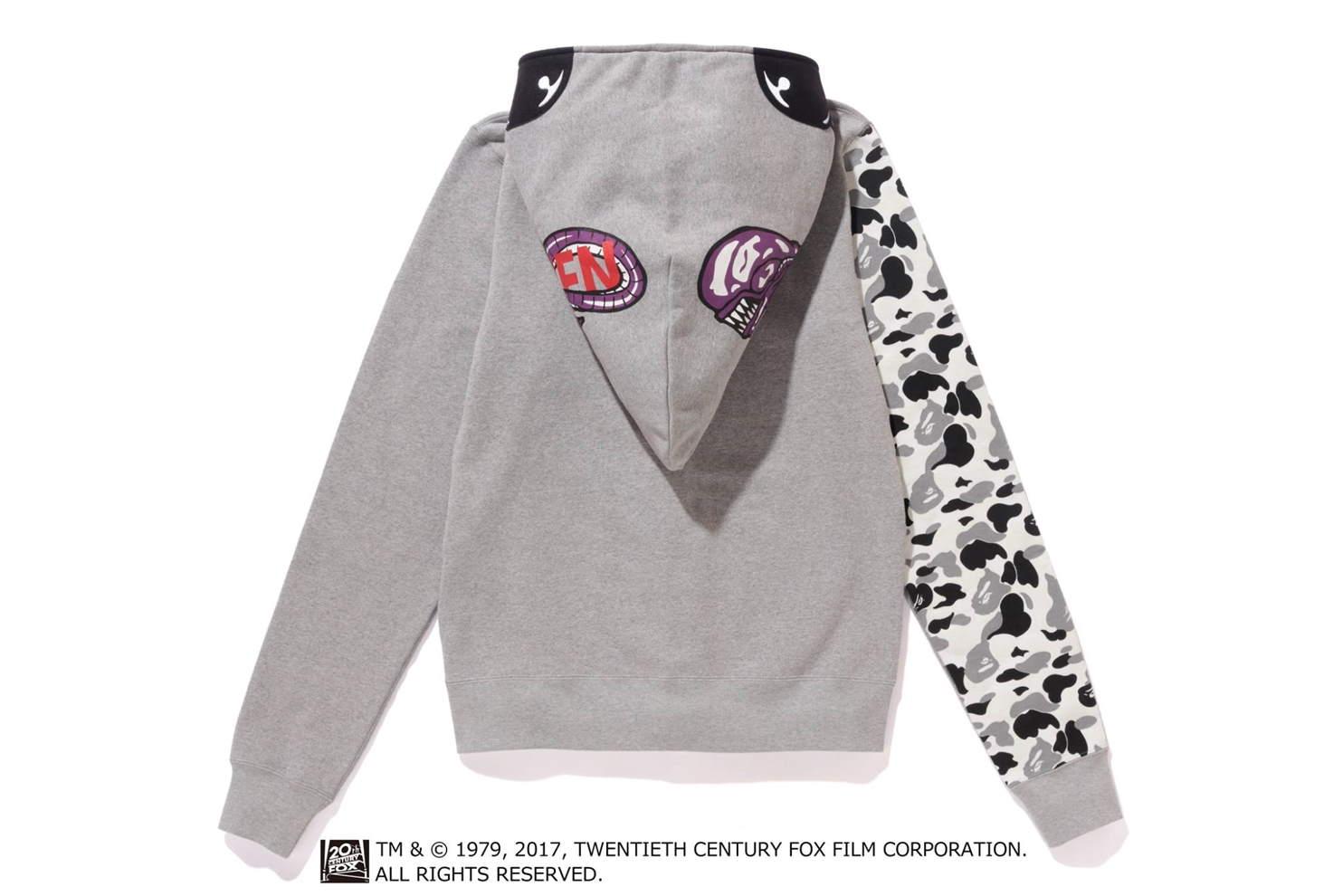 Худи BAPE Alienface Full Zip Hoodie Gray